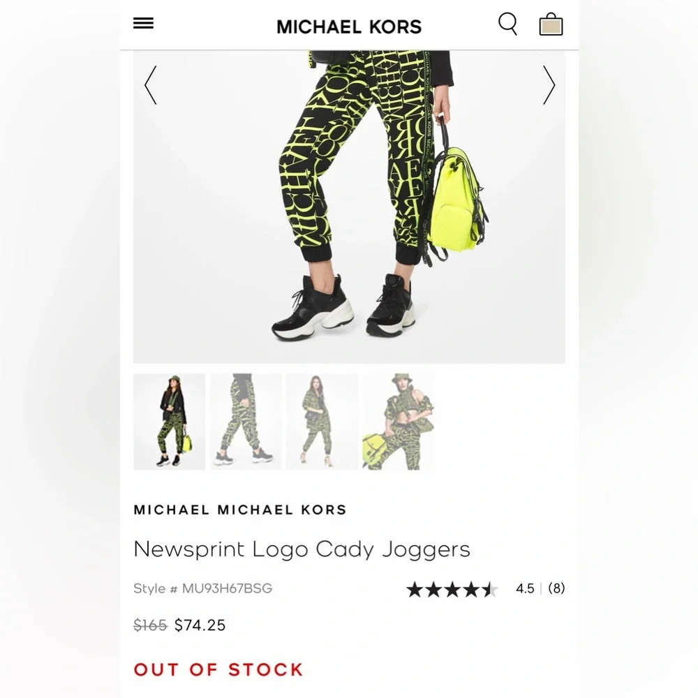 Michael Kors Newsprint Logo Cady Joggers Style #MU93H67BSG - Picture 13 of 13